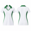 White and Green Short Sleeve V-Neck Polo Shirt with Side Panels