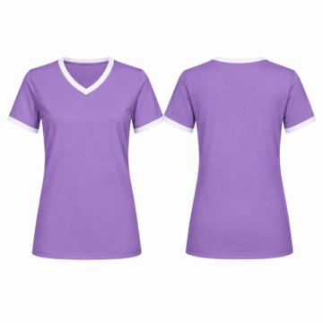 Purple and White Short Sleeve V-Neck T-Shirt