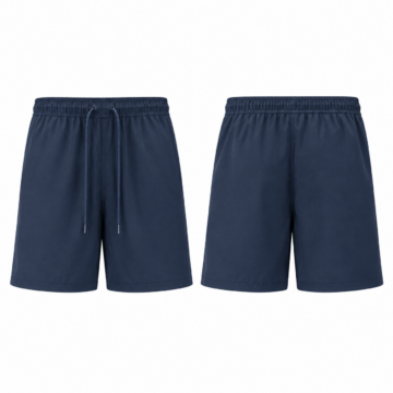 White and Navy Drawstring Athletic Shorts