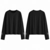 Black and Silver Oversized Boxy Crew Neck Long Sleeve Top