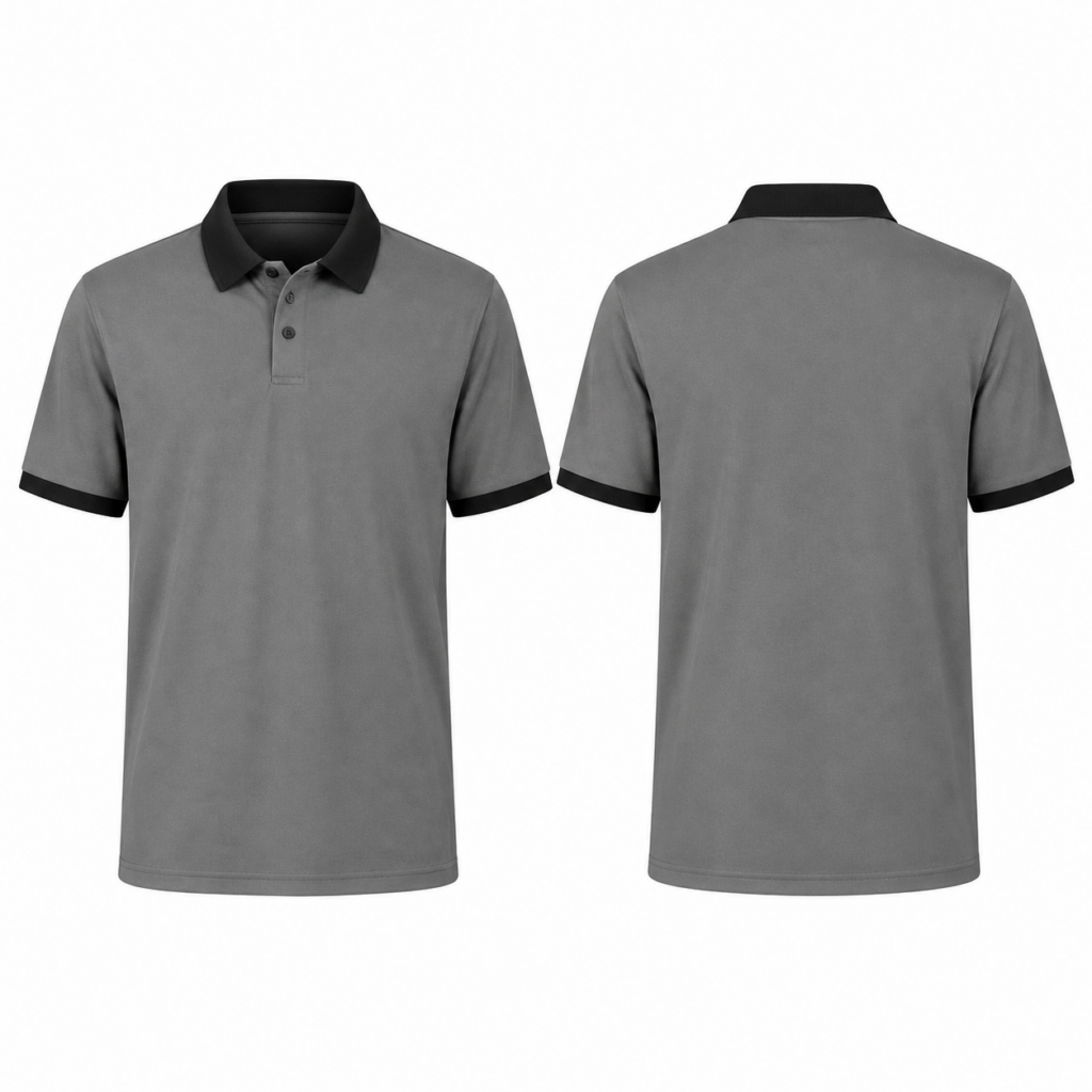 Gray and Black Short-Sleeve Polo Shirt