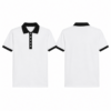 Black and White Short Sleeve Polo Shirt with Pointed Collar