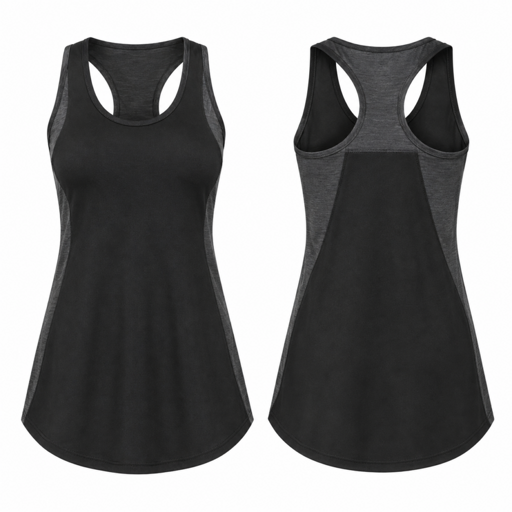 Black and Gray Racerback Activewear Tank Top