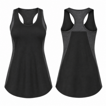 Black and Gray Racerback Activewear Tank Top