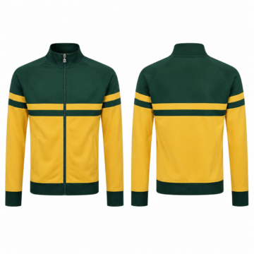 Forest Green and Gold Color-Blocked Track Jacket