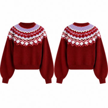 Red and White Fair Isle Sequin Knit Sweater