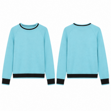 Cyan and Black Colorblock Knit Sweater