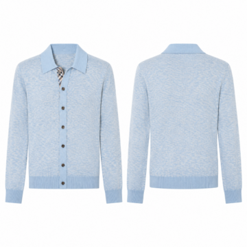 White and SkyBlue Knit Cardigan
