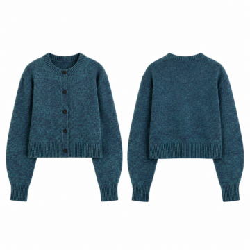 Turquoise and Navy Cropped Knit Cardigan