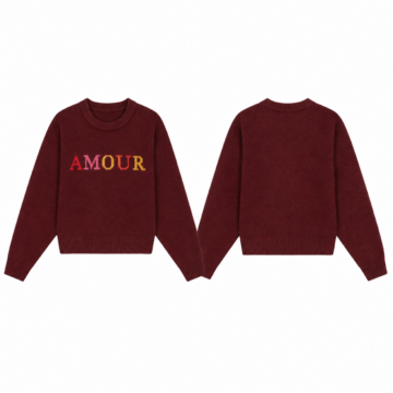 Maroon and Gold AMOUR Graphic Knit Sweater