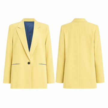 Yellow and Blue Oversized Single-Breasted Blazer