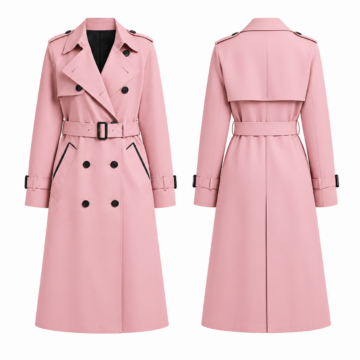 Pink and Black Quilted Puffer Coat with Hood